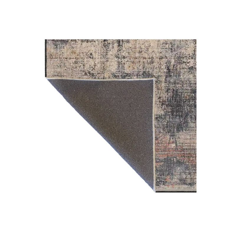 Tapis décoratif traditionnel lavable à motif de couleur grise, Tapis de couloir 2 pi 6 po x 9 pi 10 po inclus