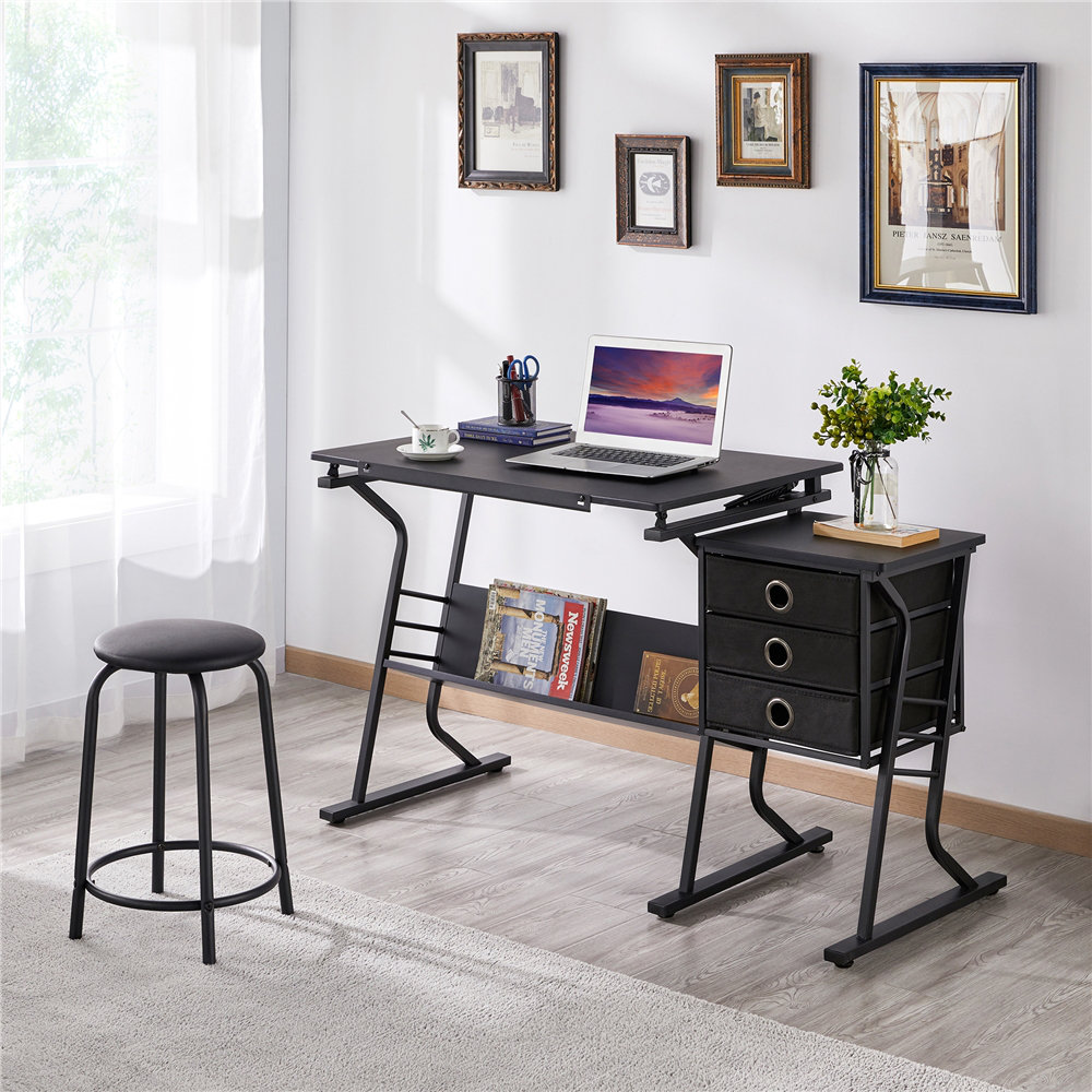 Rectangle Height Adjustable Flip Top 128cm L Modular Training Table Set and Chair Set with Modesty Panel