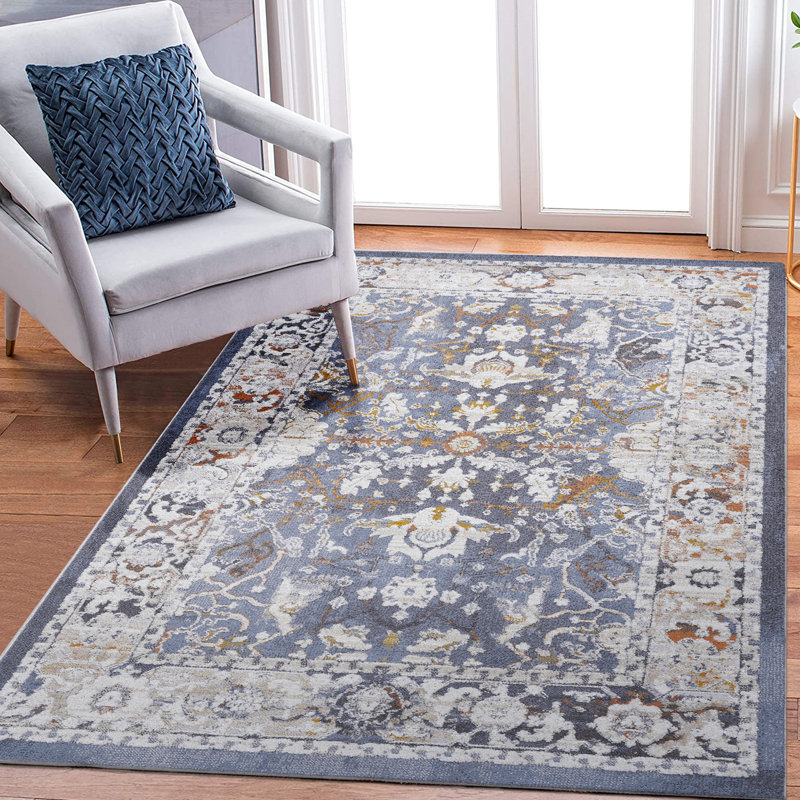 Blue 8X10 Area Rug - Non-Shedding, Stain , Upgrade Nursery, Bedroom, Living Look Non-Shedding And Stain- For Cozy