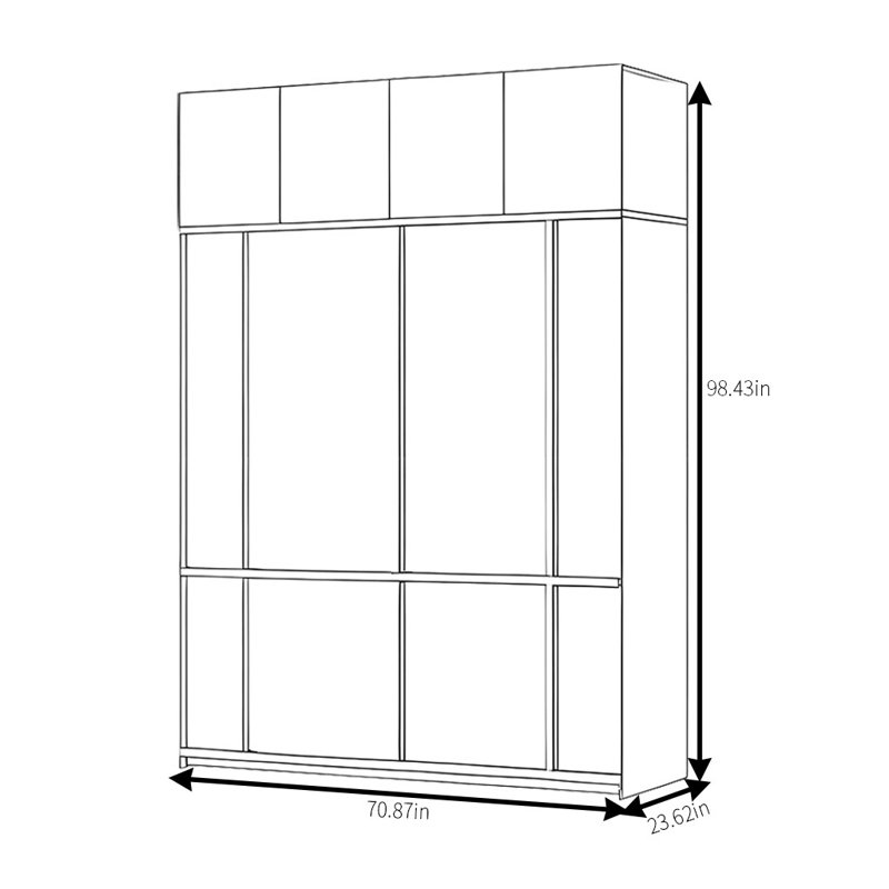 Une garde-robe au design simple, H 98,43 po x l 70,87 po x P 23,62 po