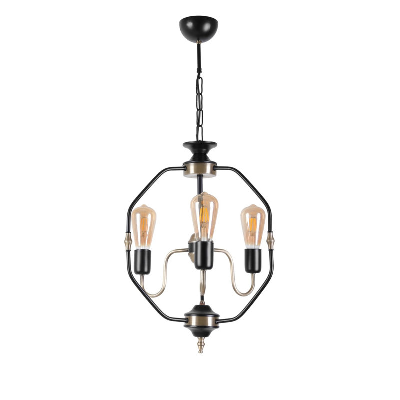 Lustre géométrique à 3 lumières Chou, Noir