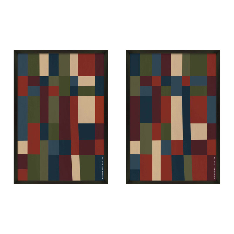 Fragmented Spectrum. Set of 2 by Romina Gadler - Framed Wall Art, Black Framed, 38" H x 26.5" W
