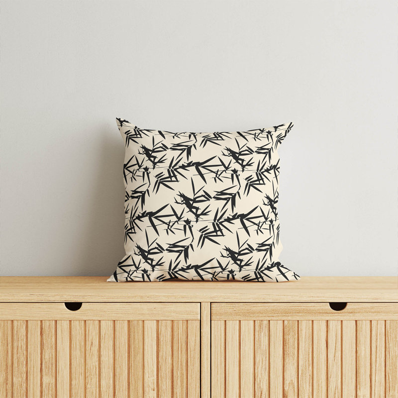 Coussin décoratif en bambou, Carré 18 po, Gris anthracite minuit