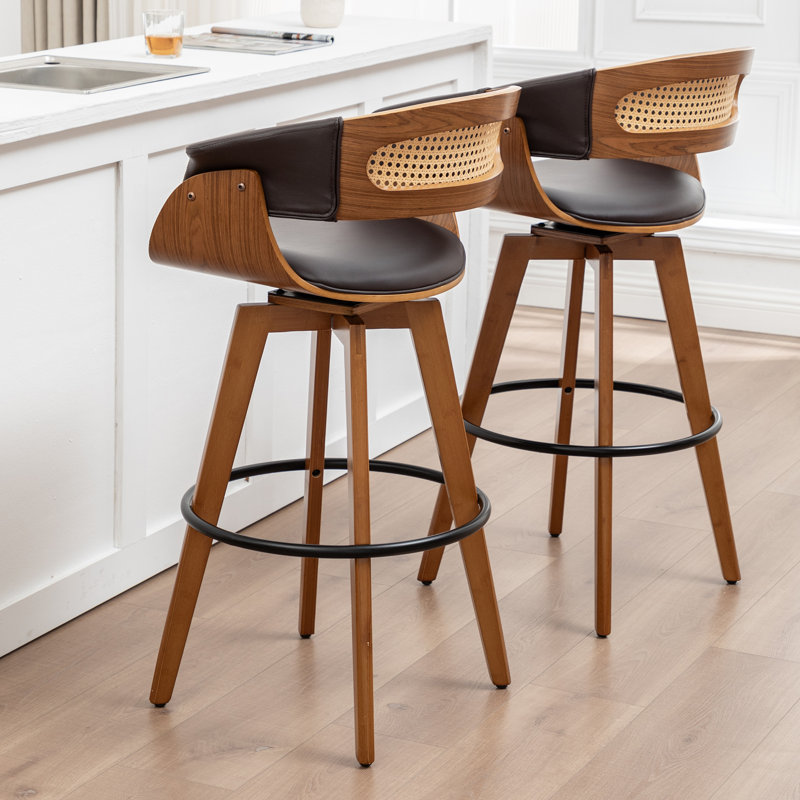 Swivel Upholstered Counter Stool, Counter Stool (26.37" Seat Height), Brown