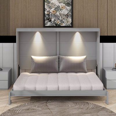 Grand lit escamotable au design moderne avec DEL