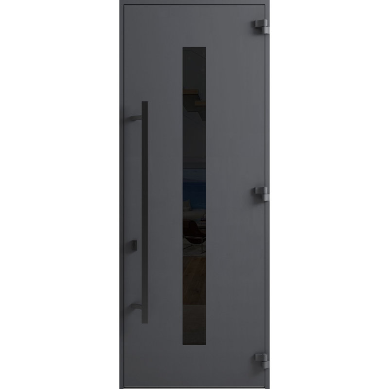 Porte avant en acier pré-suspendue à l'avant / gris Ronex 0130 / entrée en métal peint moderne de l 36 po x H 96 po à gauche