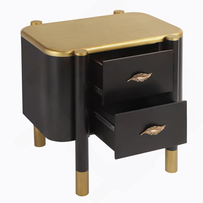 2-Drawer Nightstand, Bedside Table With Metal Handles, End Table For Living Room And Bedroom