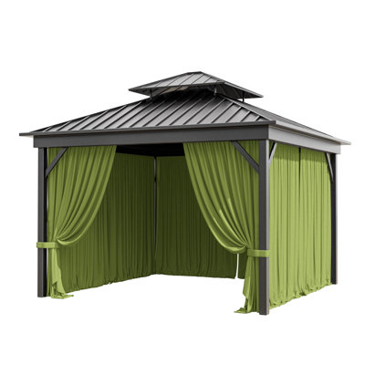 10X10 Ft. Outdoor Gazebo Curtains 4-Panels Polyester Side Wall For Gazebo, Only Curtains
