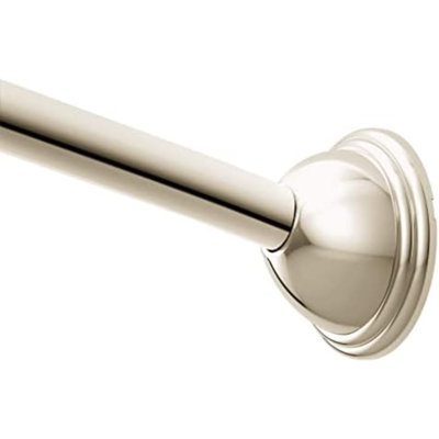 Polished Nickel 54 To 72-Inch Adjustable Length Fixed Mount Single Curved Shower Rod