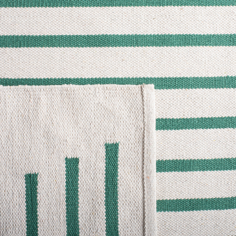 Esveidy Hand Woven Cotton Striped Rug, Square 6'