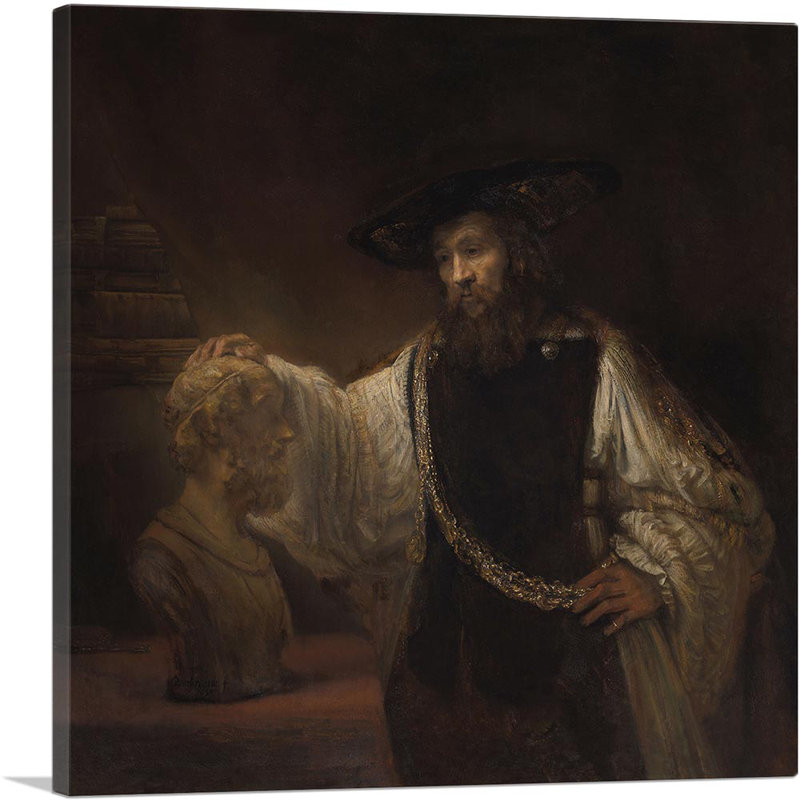 Aristote avec un buste d'Homère 1653 par Rembrandt van Rijn - reproduction d'art sur toile tendue