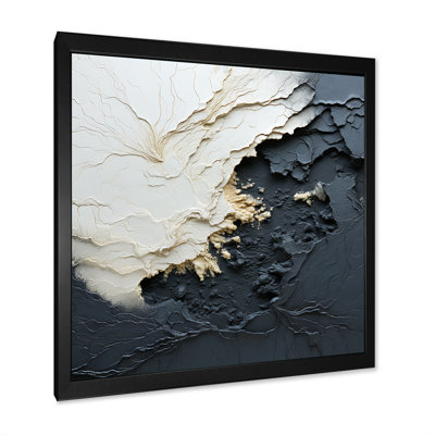 Minimalisme bleu foncé et peinture blanche vague III - art mural côtier