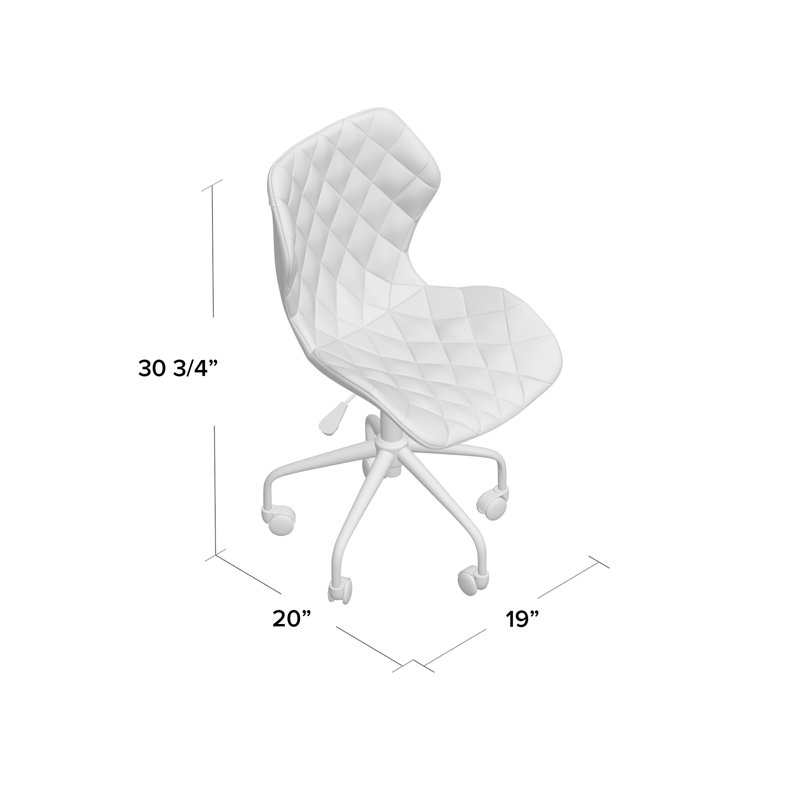 Chaise de travail en similicuir Cavett, Blanc, White/Lime