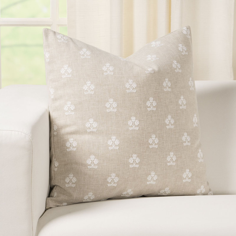 Housse et insert de coussin Hamachi, Carré 20 po, Polyester, Linen Beige Floral