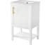 Meuble-lavabo blanc avec profondeur de 20 po, lavabo en céramique, armoire, étagère de rangement et tablette ouverte - finition peinte, porte à fermeture douce de style moderne, poignée de bar, grand bois massif-121114300-121114299