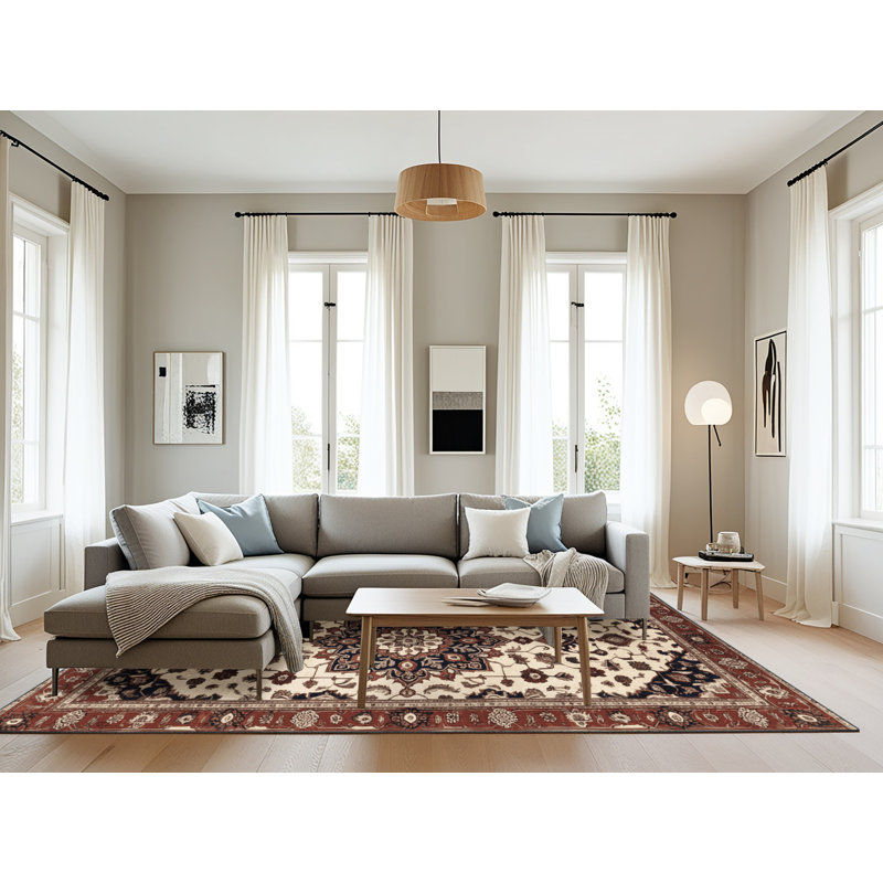 Tapis persan noir lavable à la machine, Rectangulaire 8 pi x 12 pi