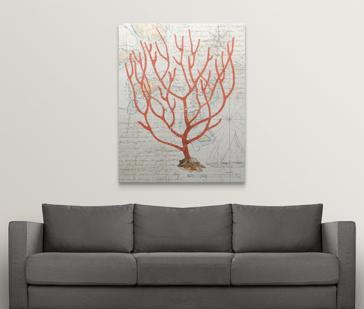 «Textured Coral I» par Avery Tillmon, impression, H 48 po x l 38 po x P 1,5 po, Toile