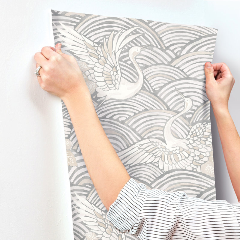 Navarres Stripe Faux Linen Wallpaper, Gray