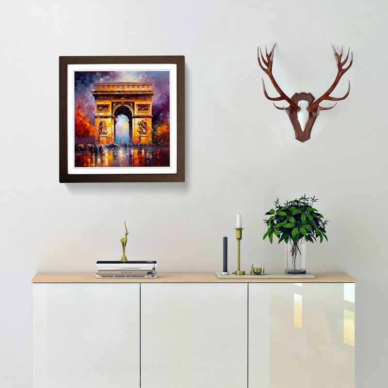 Arc de Triomphe Neo-Impressionism - Framed Print, Walnut