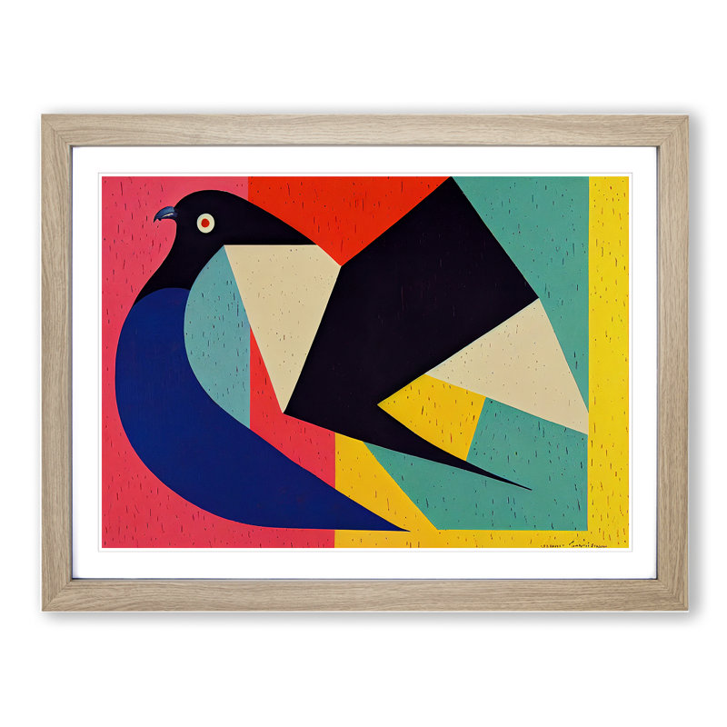 Abstract Pigeon Bird Vol.4 - Framed Print, 34cm H x 46cm W x 2cm D, Oak