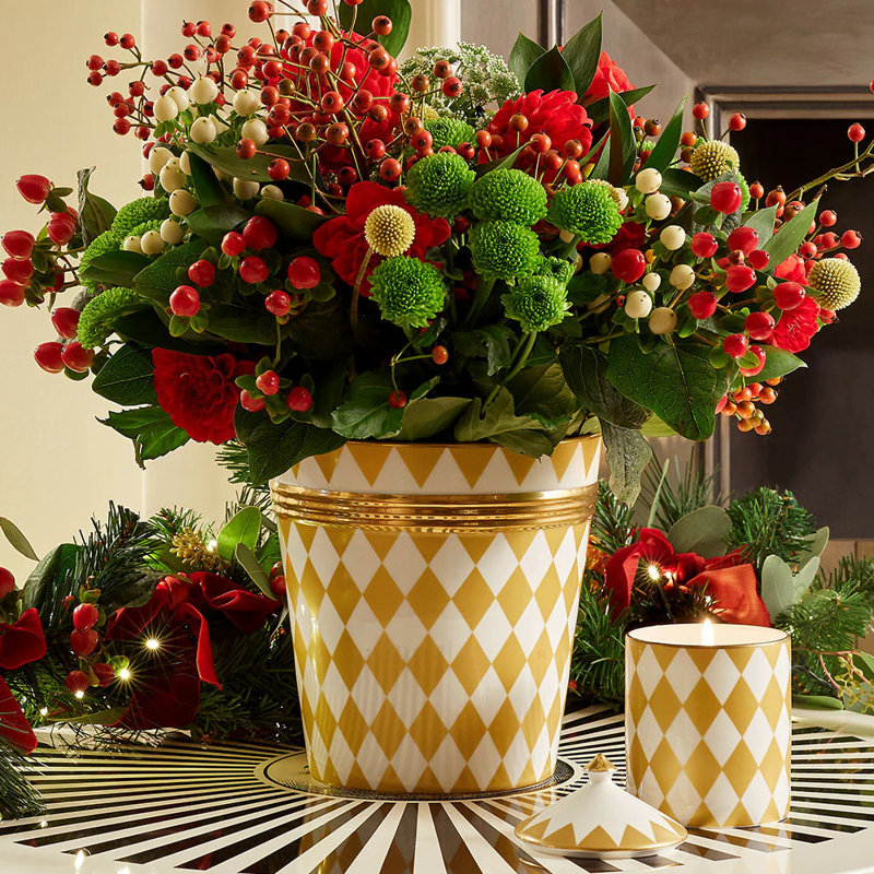 Parterre Scented Jar Candle w/Lid, Gold/White