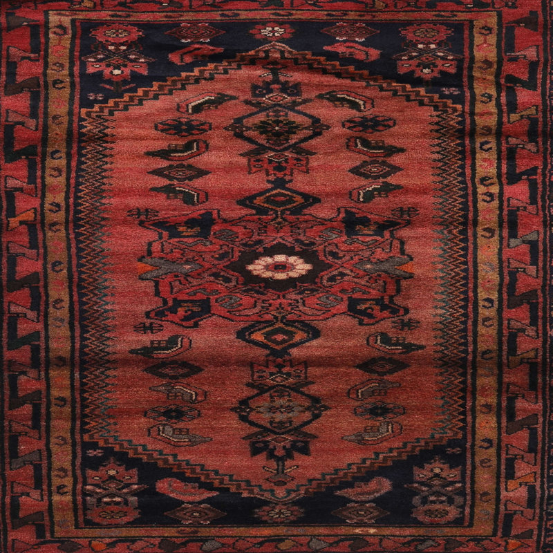 Tapis oriental noir / rouge, Carré 6 pi