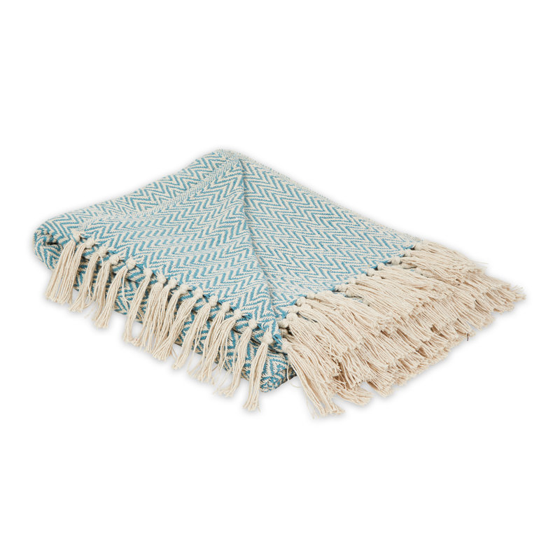 Jeté 100% coton , Bleu tempête