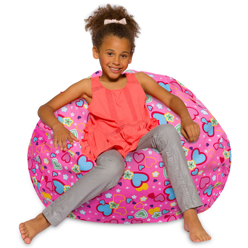 Bean Bag Chair for Kids, Teens, and Adults - Filled with Soft Beads, Includes Removable and Machine Washable Cover - Multiple Colors, Sizes and Fabrics including Soft Nylon & Canvas with Patterns