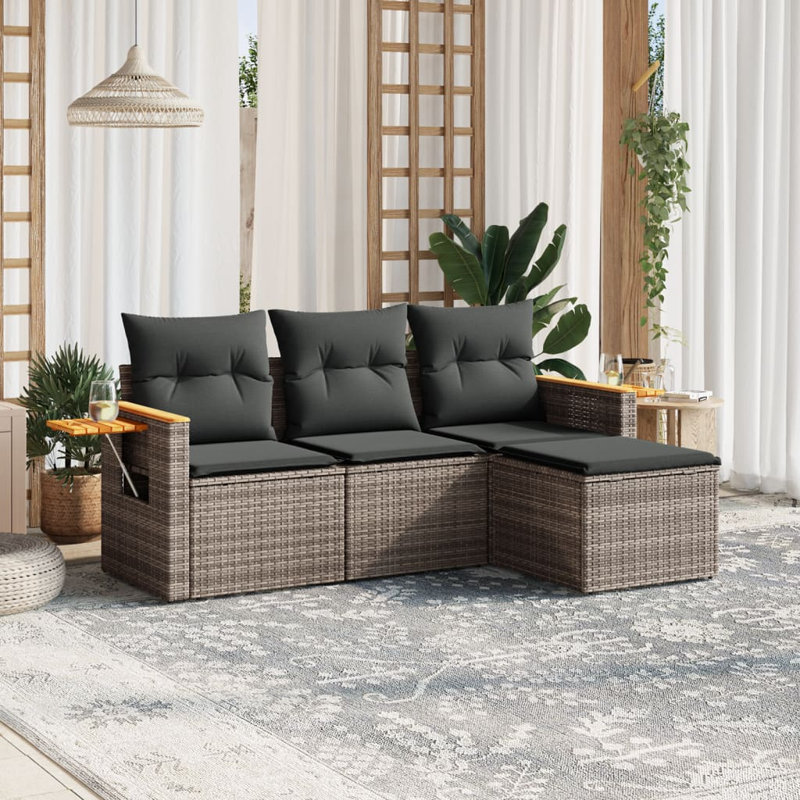 Ensemble de canapé de jardin Vidaxl PE gris rotin standard modulaire
