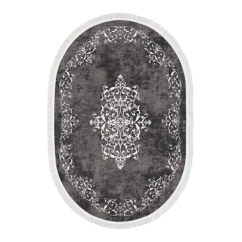 Luxurious Area Rug, Grey & White, 100% Polyester | Thick 0.3 in Sponge Height & 0.4 in Base Height | Non-Slip Underside, Machine Washable at 86°F, 900 g/m² | Perfect for Living Room, Bedroom & Dining Spaces