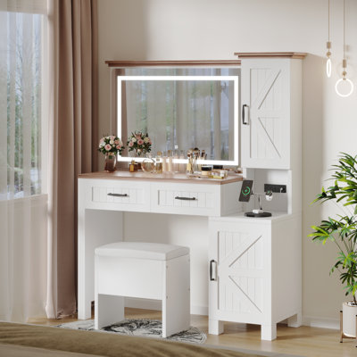 Vanity With Adjustable Lighting Mirror