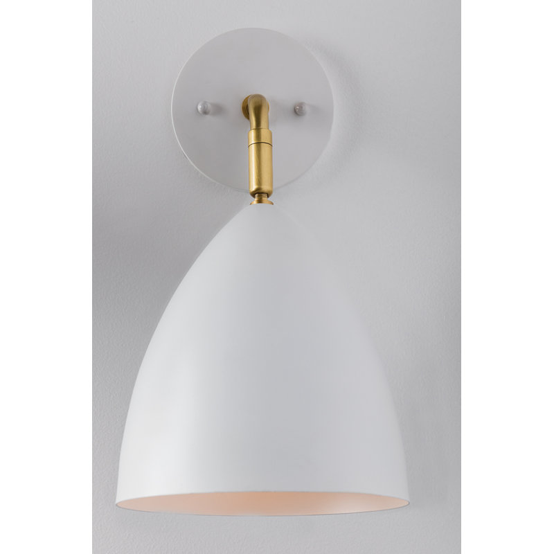 Gia 1 Light Wall Sconce, Aged Brass/White