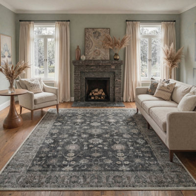 Tapis intérieur gris / noir Roehit