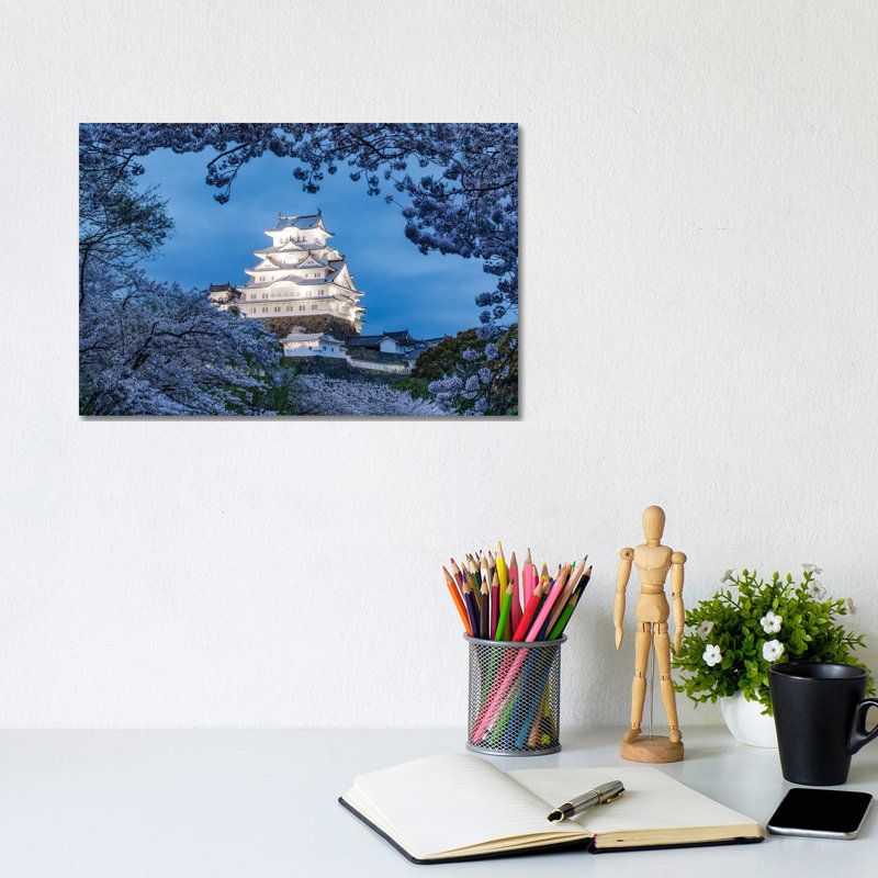 Himeji Castle At Night by Jan Becke - Wrapped Canvas Print, 20.32 cm H x 30.48 cm W