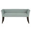 Banc d'appoint capitonné bleu sarcelle avec accoudoirs évasés, passepoil et siège en mousse haute densité offrant un soutien dorsal optimal. Tissu, idéal pour décorer un couloir. Construction robuste des accoudoirs. Un indispensable pour la chambre.