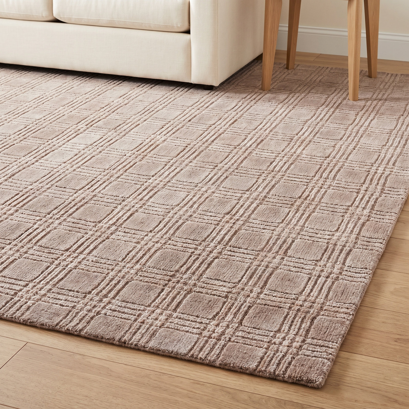 Hand-Loomed Plaid Performance Rug, Rectangle 8' x 10'