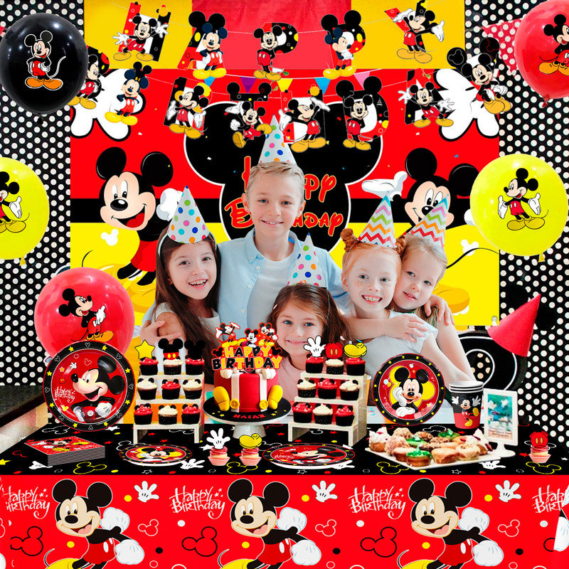 82pcs Mickey Mouse Birthday Party Supplies, Mickey Mouse Party Decorations&Tableware Set