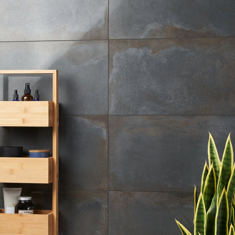 Angela Harris Flatiron 12X24 Semi-Polished Porcelain Tile, Black
