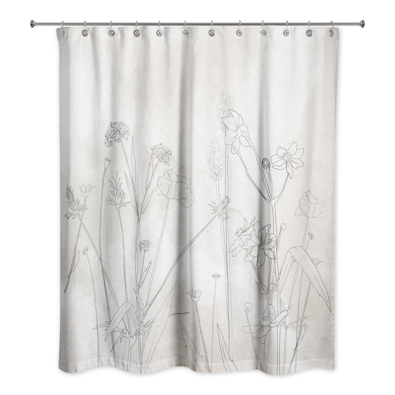 Robinett Floral Shower Curtain, Beige
