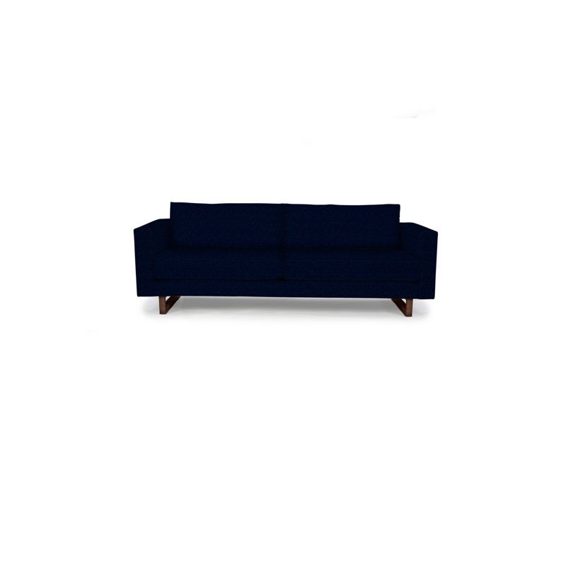 Canapé à accoudoirs carrés de 90 po avec coussins réversibles Avalon, Polyester haute mer, Noyers