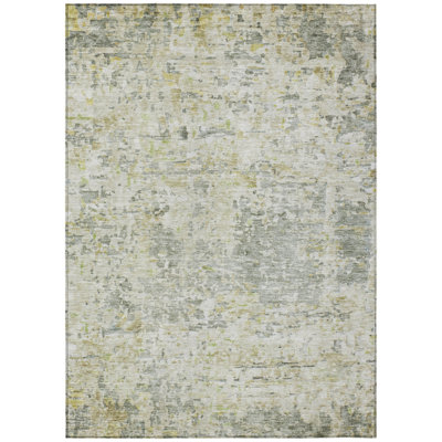 Tapis extérieur lavable abstrait gris anthracite et ivoire 5 pi x 8 pi