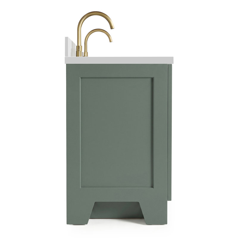 73 IN.  Single Bathroom Vanity, Rectangular,  White Quartz, Vintage Green