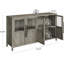 Buffet 55 po Farmhouse, 4 portes en verre, tablette réglable, armoire de rangement grise