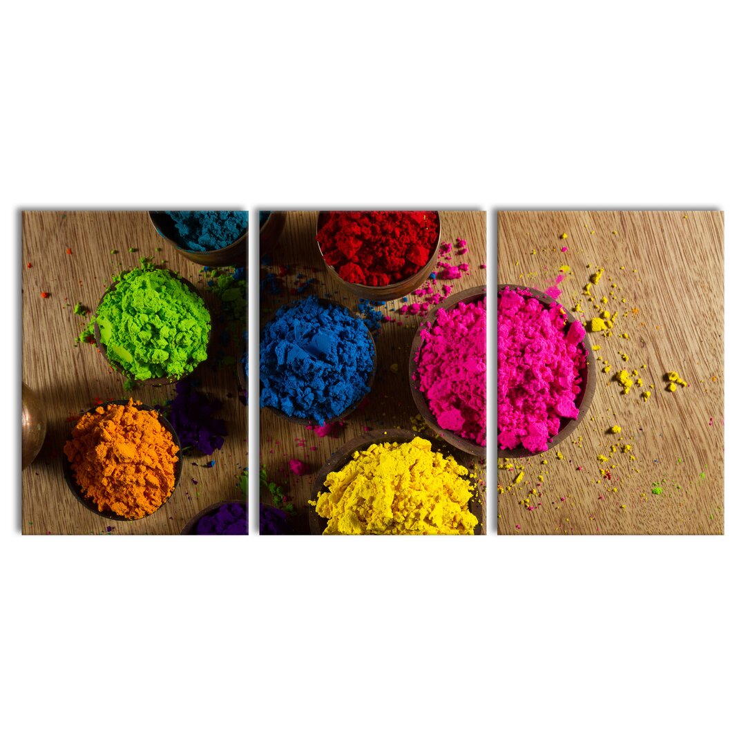 3-tlg. Leinwandbilder-Set Indian Colour Powders