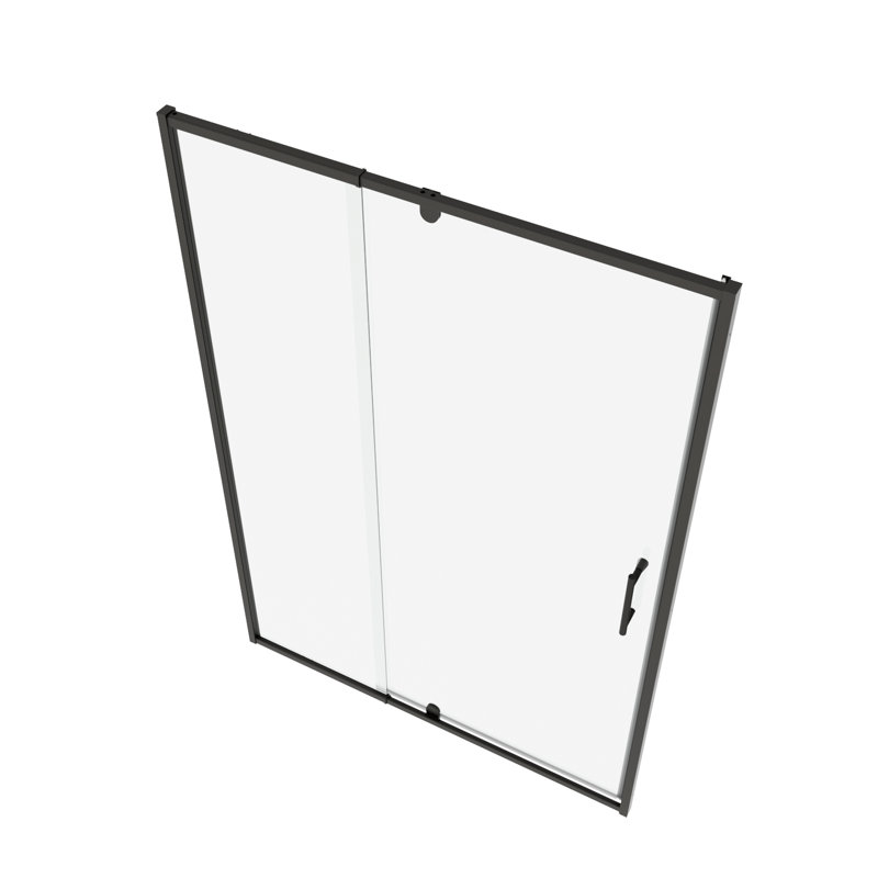 50 - 54" X 71" Pivot Frame Shower Door, Matte Black, 1/4" Tempered Glass, Stainless Steel Handle, Easy Installation, Leakage, Reversible Install, Wall Adjustable, Left & Right 50-54" Swing Install