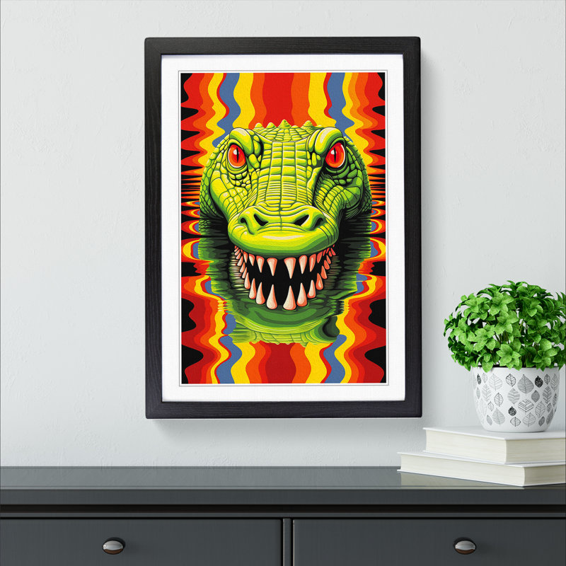 XYZ-FRM-V1223-1784 Alligator Op No.2 - Single Picture Frame Print on Wood, Black , 46cm H x 34cm W x 2cm D