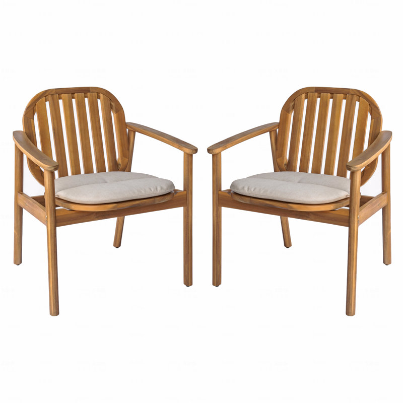 Set Of 2 Outdoor Patio Dining Chair, With Cushion