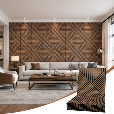 Decorative Wall Panels 8-Pack 24x24 Inch, Modern 3D Grooved Design Acoustic 8x4 Panels for Accent Wall Panels for Wall Decor, Home Office, Studio & Living Room, covering up to 31 sq ft