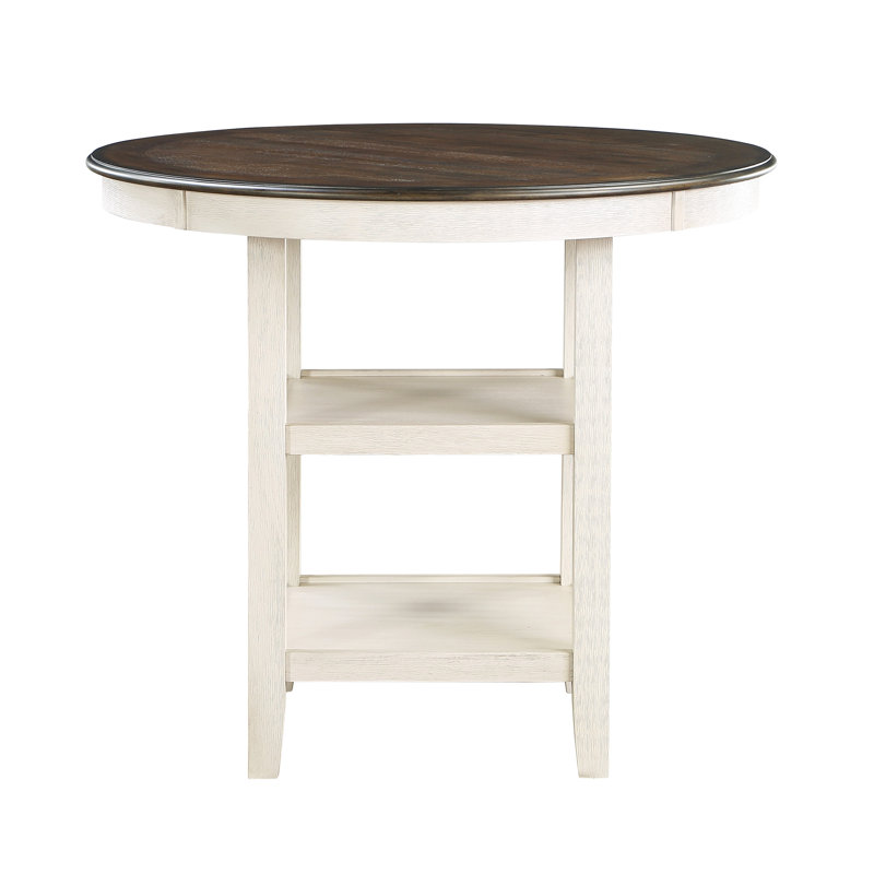 Stylish Counter Height Table With Display Shelves, A Versatile And Functional Piece For Your Home., Brown/White