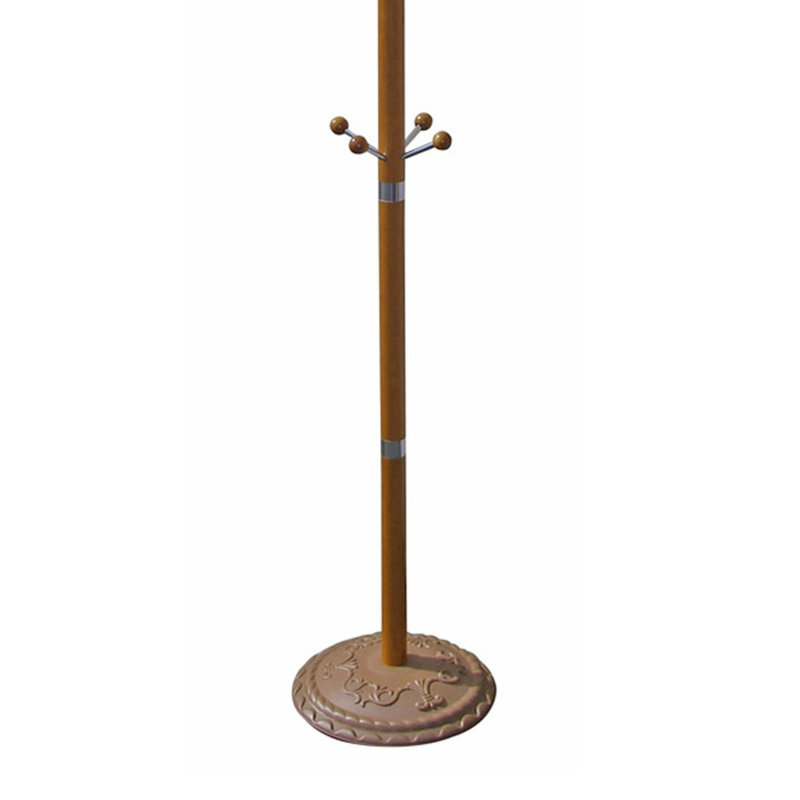 Tall Chrome and Wood Coat Rack, Oak